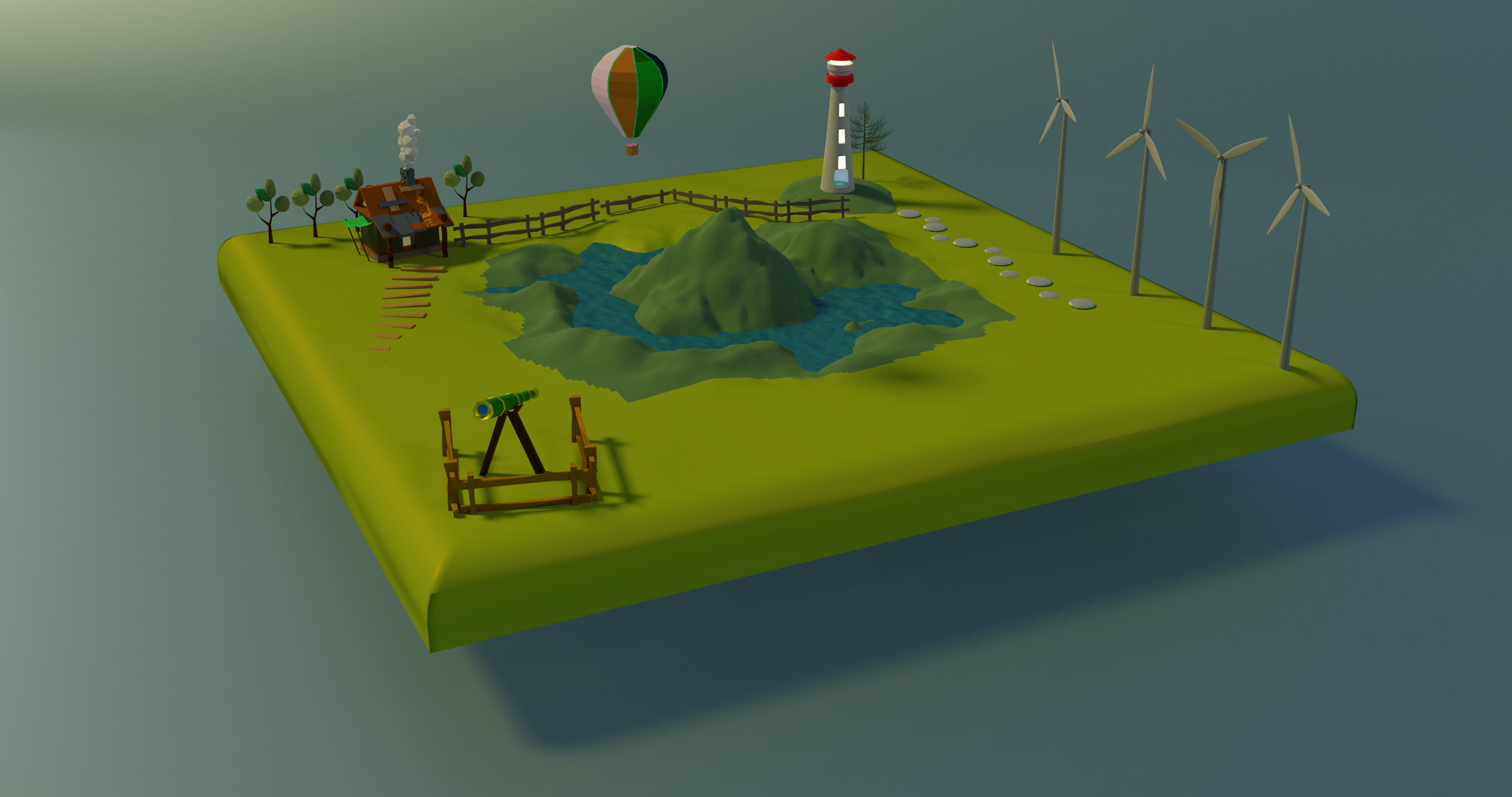 Low Poly Island Scene preview image 1